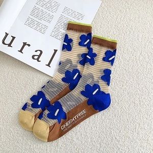 Unique Floral Plant Silk Socks, Stockings